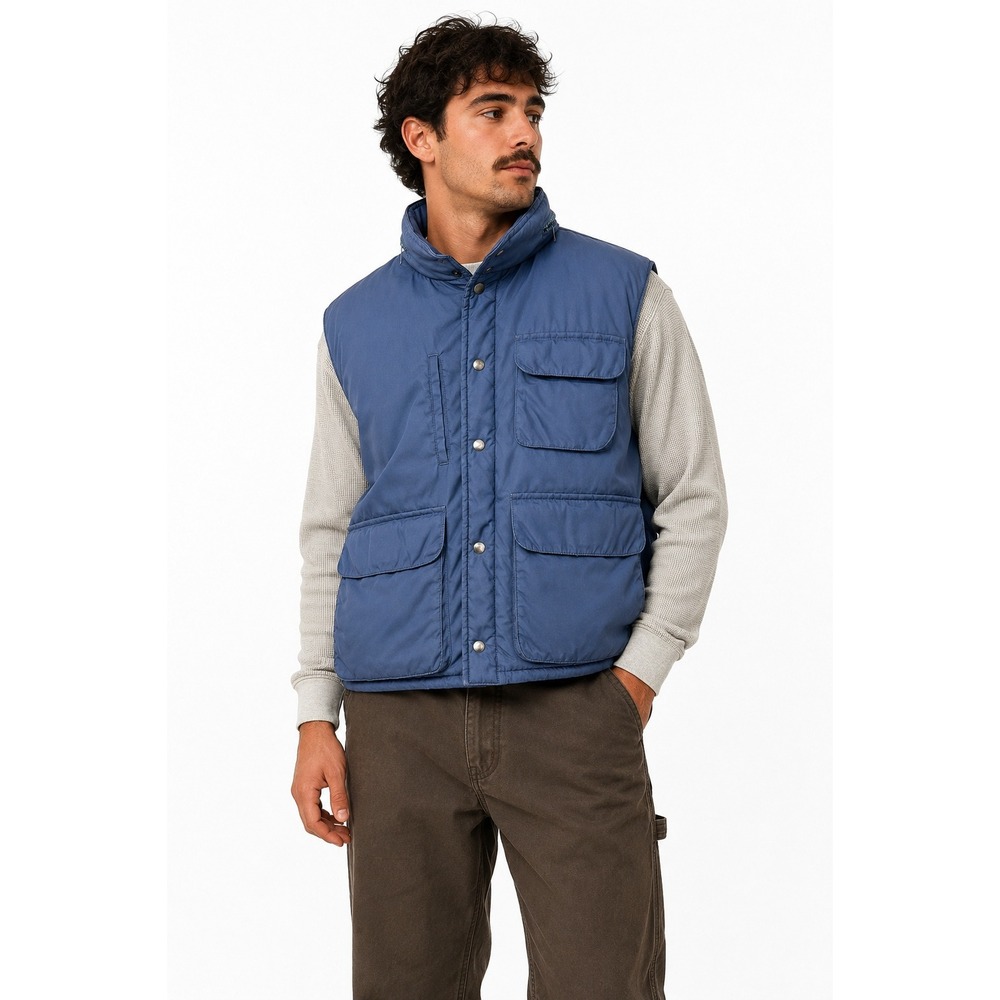 Vintage Fieldmaster Down Puffer Vest Mens XL Blue Multi Pocket Gorpcore Outdoor